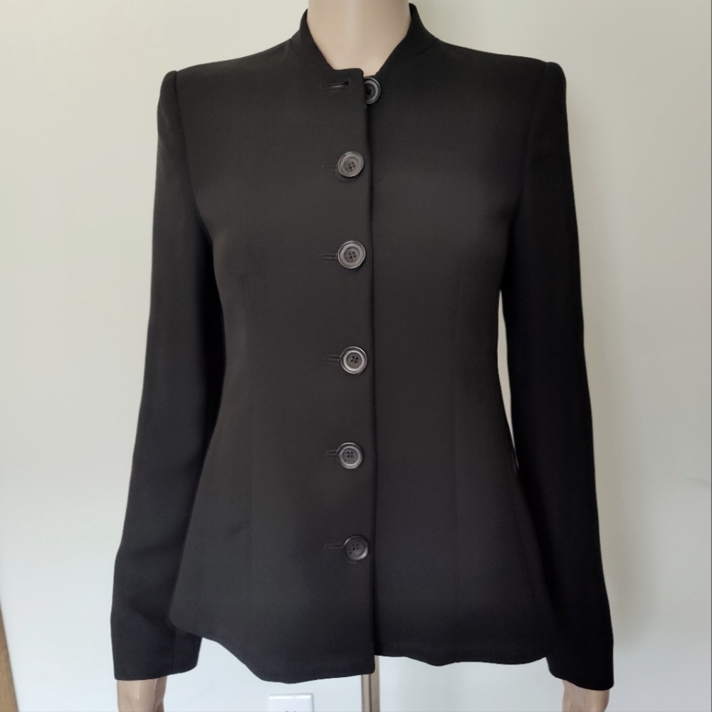 Emporio Armani Structured Button Front Black Jacket